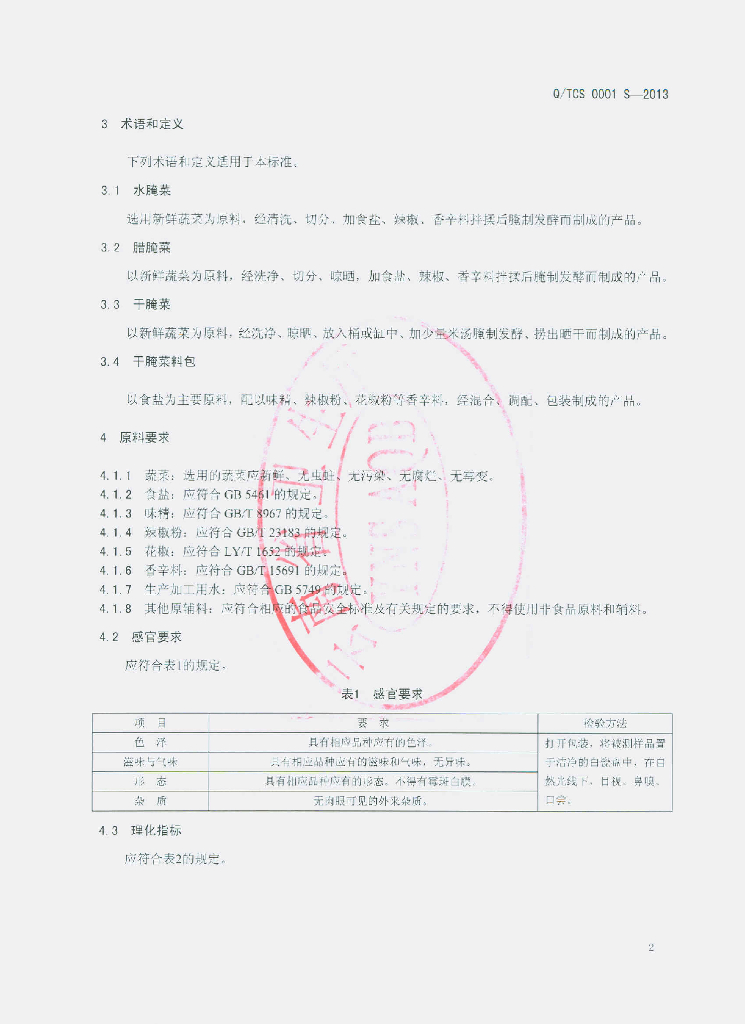 Q/TCS 0001S-2013 标准预览