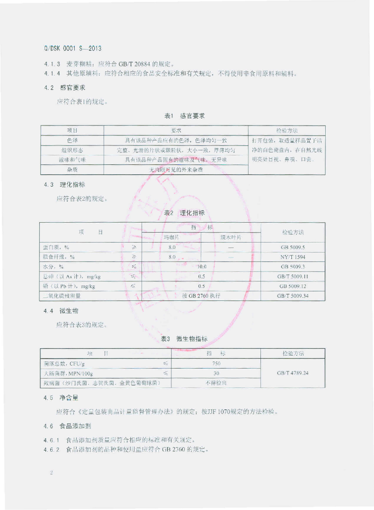 Q/DSK 0001S-2013 标准预览