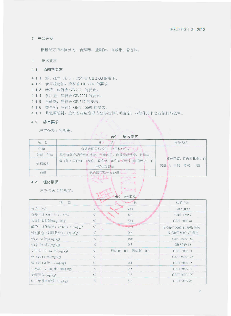 Q/KDD 0001S-2013 标准预览