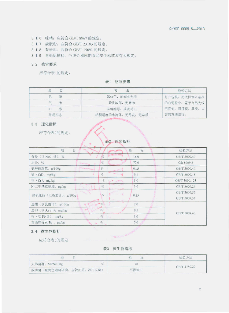 Q/XDF 0005S-2013 标准预览