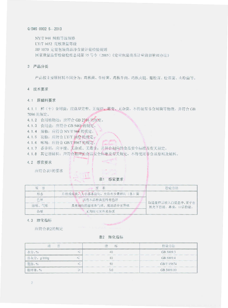Q/DWS 0002S-2013 标准预览