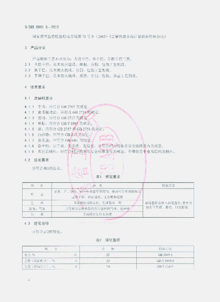 Q/DWS 0001S-2013 标准预览