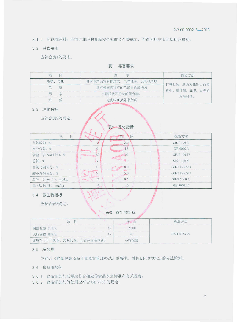 Q/KYX 0002S-2013 标准预览