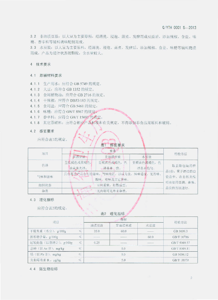 Q/YTH 0001S-2013 标准预览