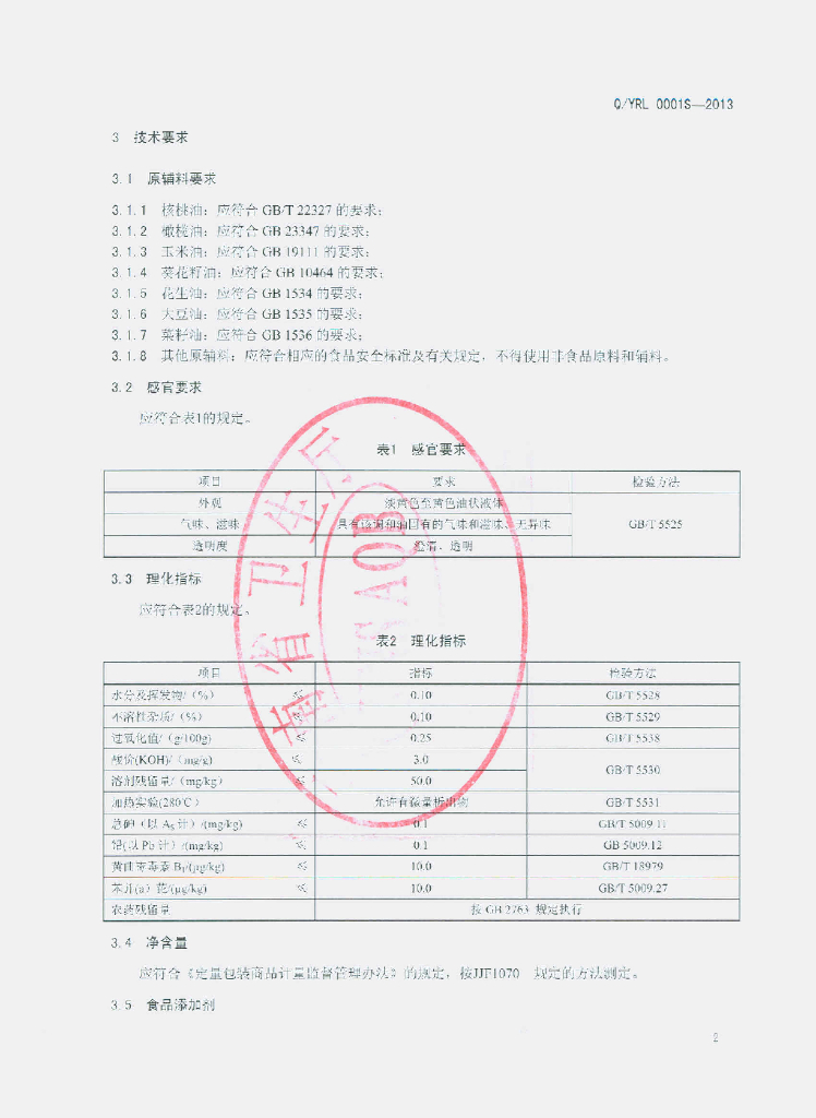 Q/YRL 0001S-2013 标准预览