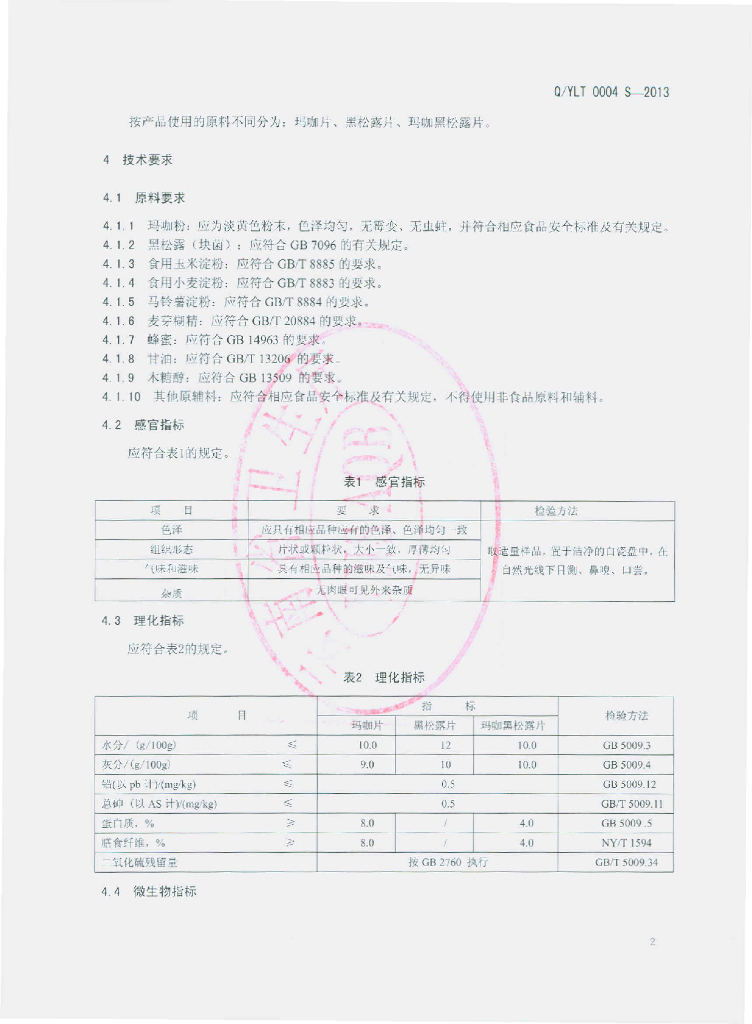 Q/YLT 0004S-2013 标准预览