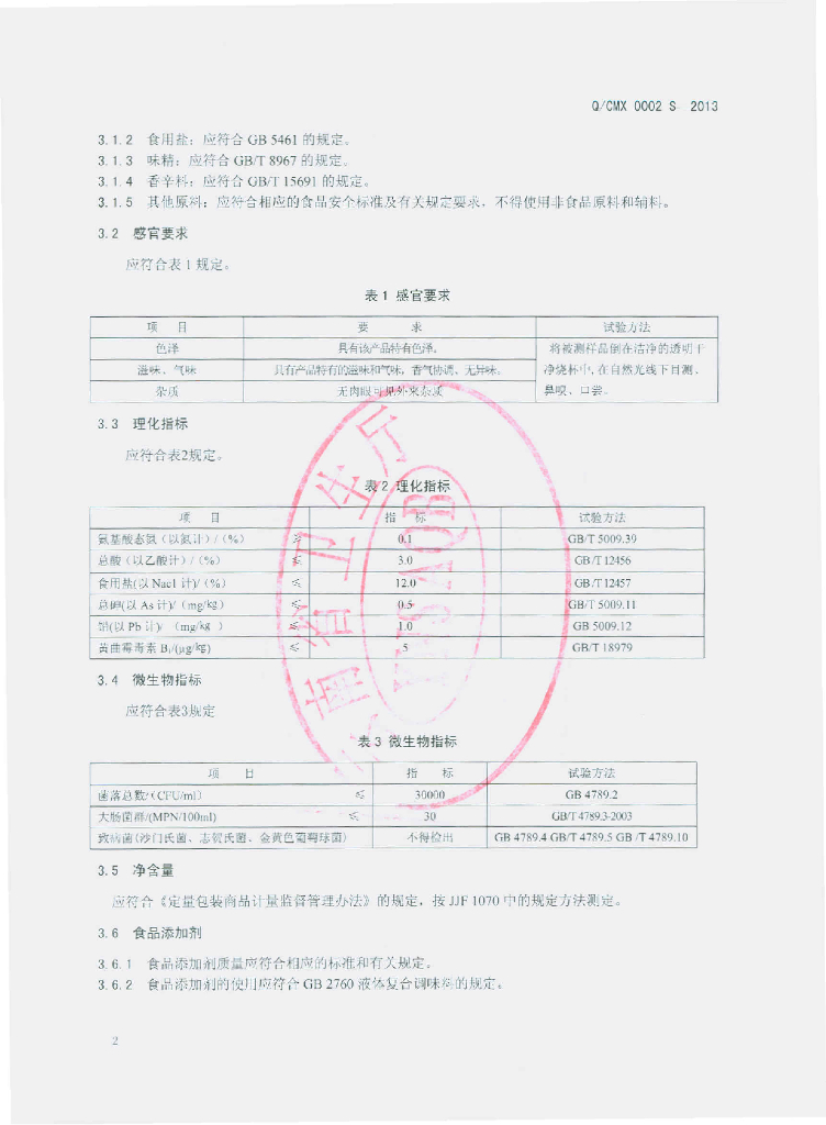 Q/CMX 0002S-2013 标准预览