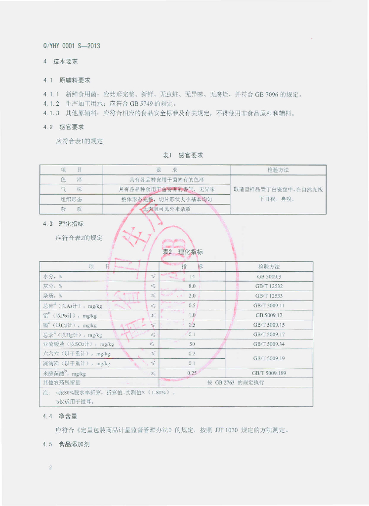 Q/YHY 0001S-2013 标准预览