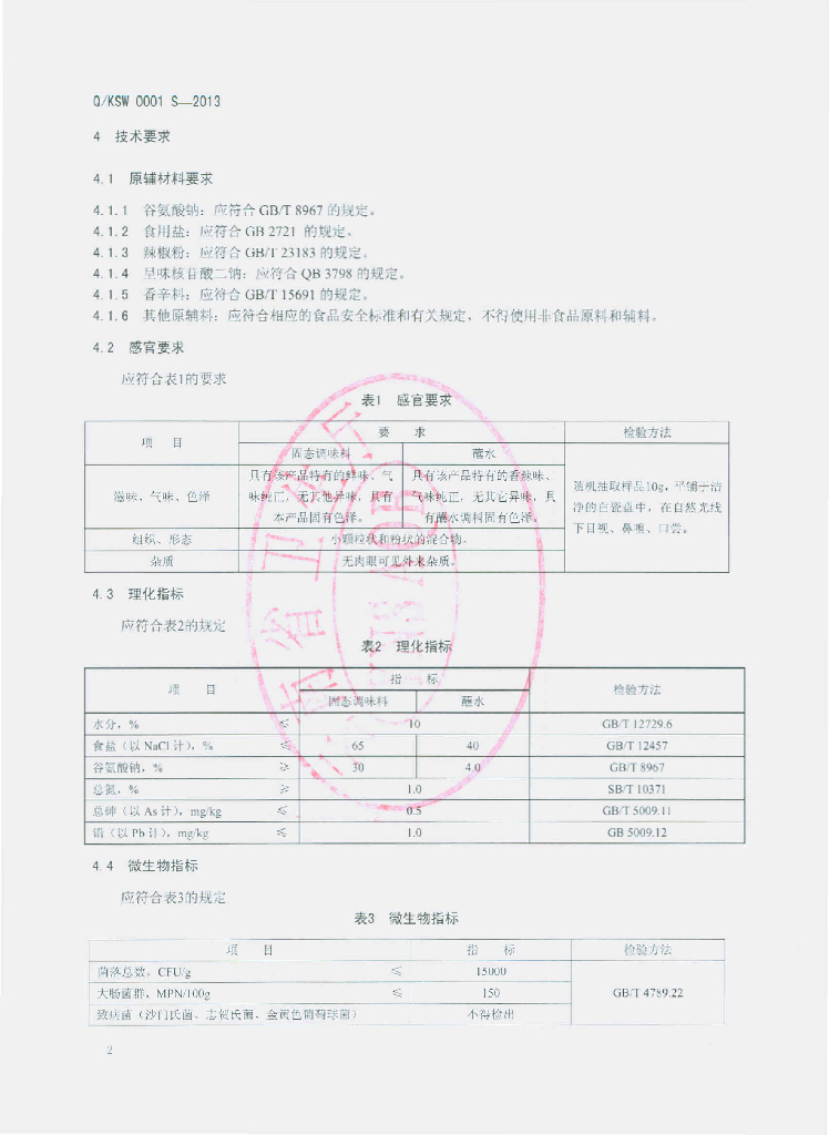 Q/KSW 0001S-2013 标准预览