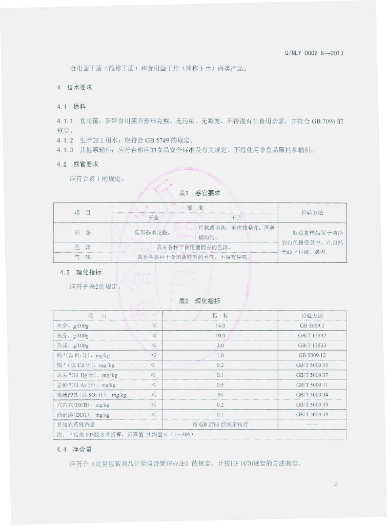 Q/NLY 0002S-2013 标准预览