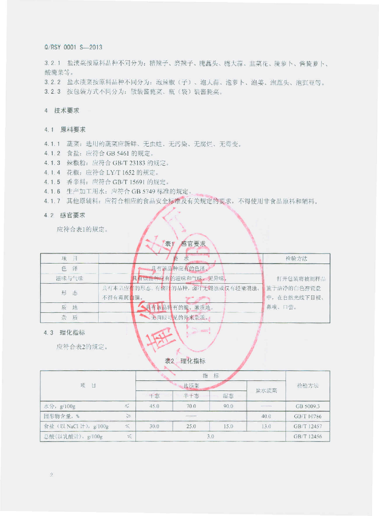 Q/RSY 0001S-2013 标准预览