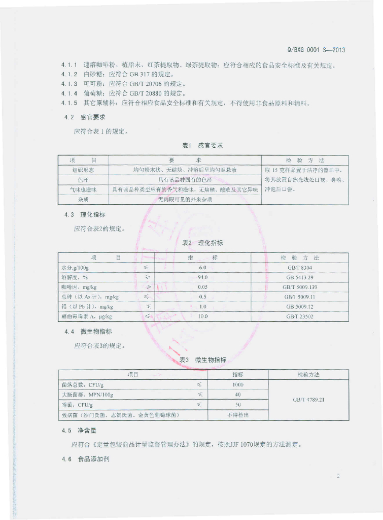 Q/BXG 0001S-2013 标准预览