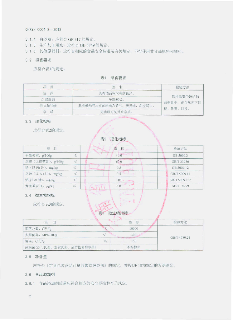 Q/XYH 0004S-2013 标准预览