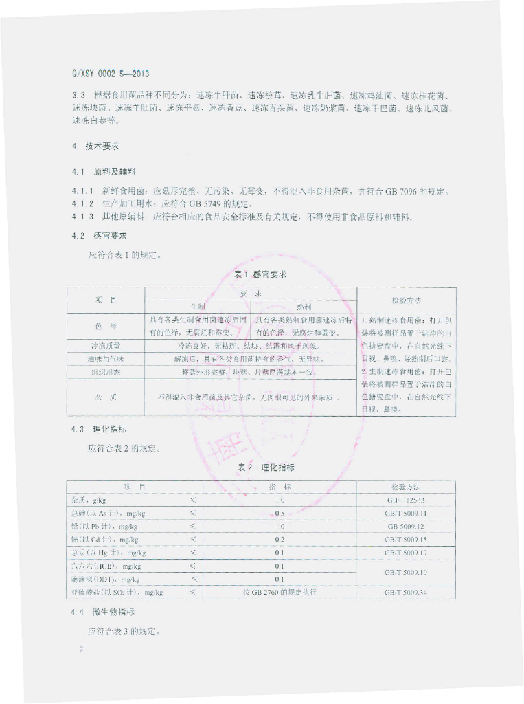 Q/XSY 0002S-2013 标准预览