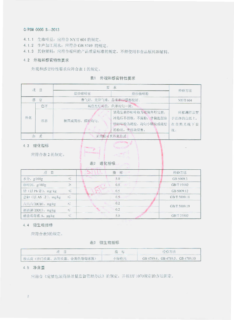 Q/PSM 0005S-2013 标准预览