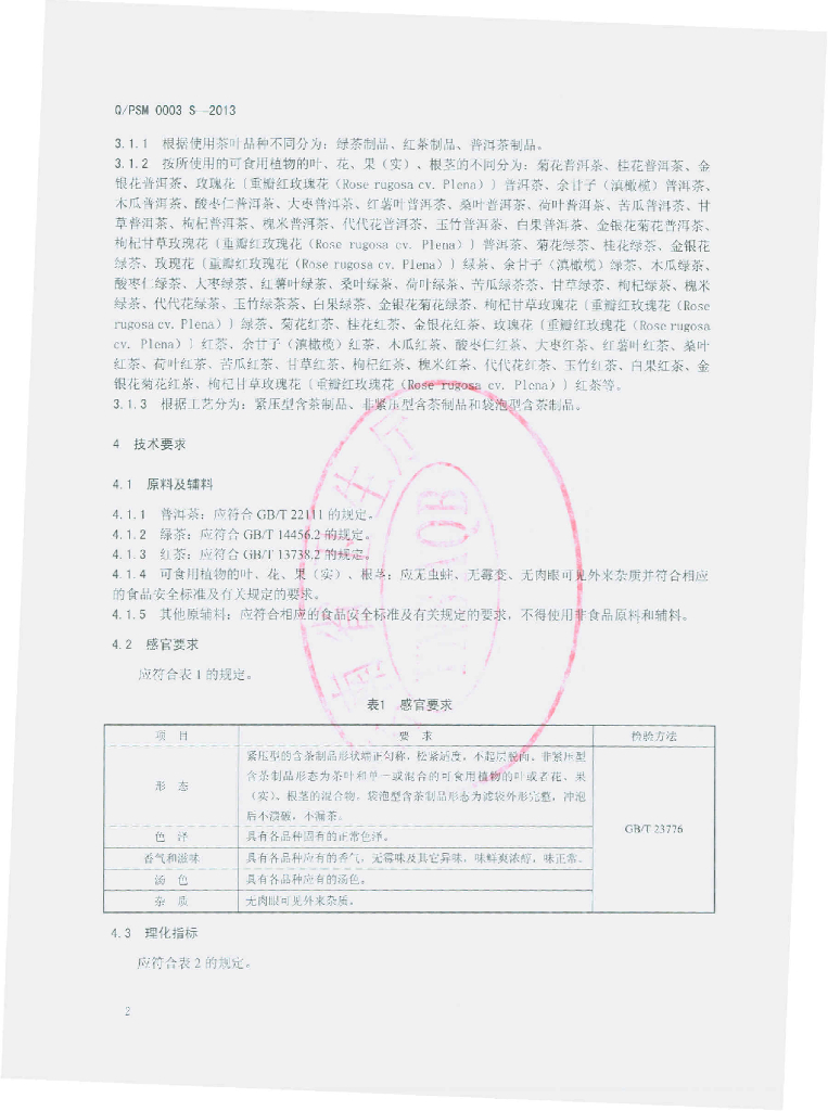 Q/PSM 0003S-2013 标准预览
