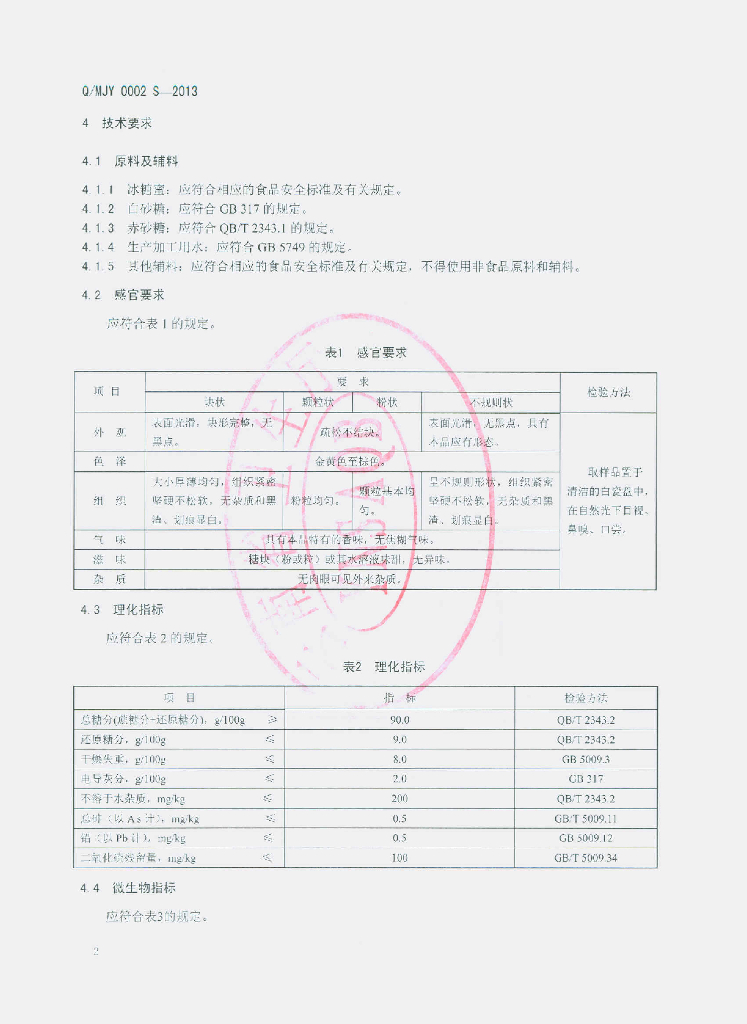 Q/MJY 0002S-2013 标准预览