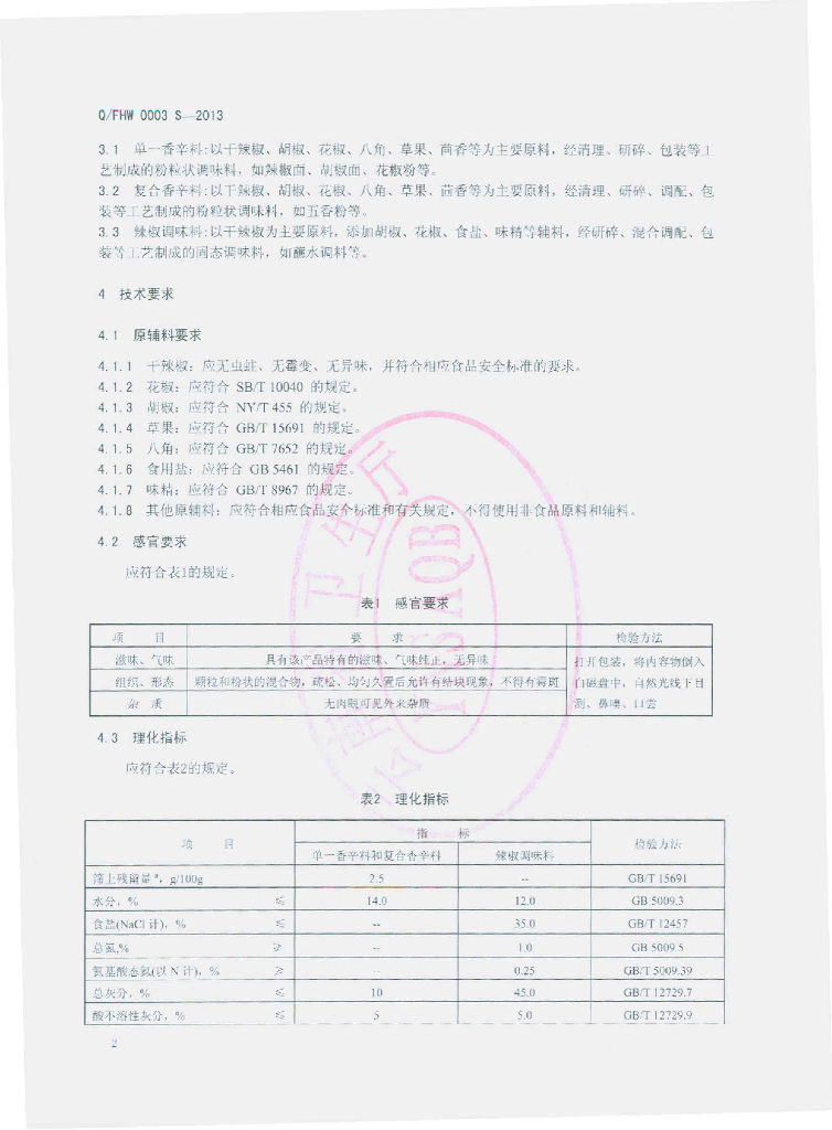 Q/FHW 0003S-2013 标准预览