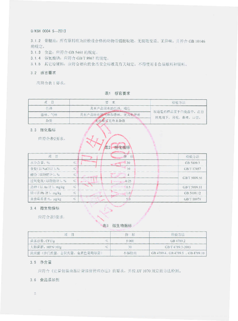 Q/KSH 0004S-2013 标准预览