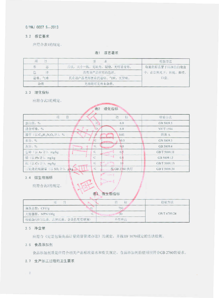 Q/YMJ 0007S-2013 标准预览
