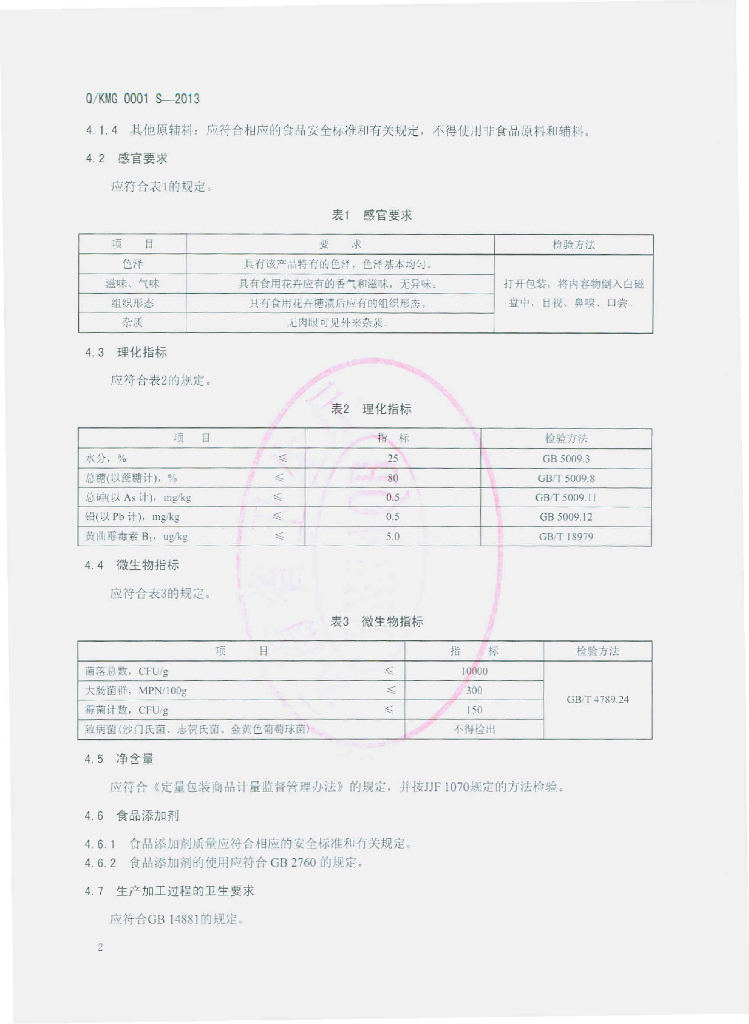 Q/KMG 0001S-2013 标准预览