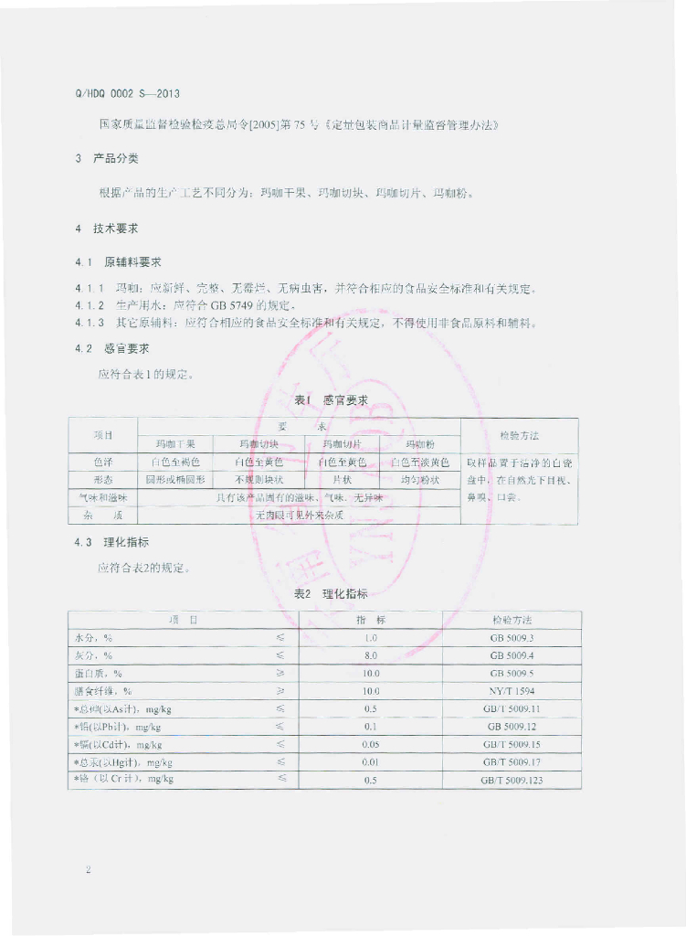 Q/HDQ 0002S-2013 标准预览
