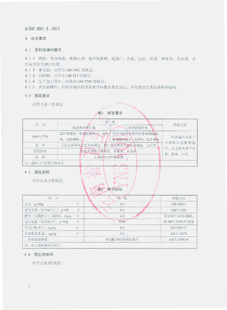 Q/DYH 0001S-2013 标准预览