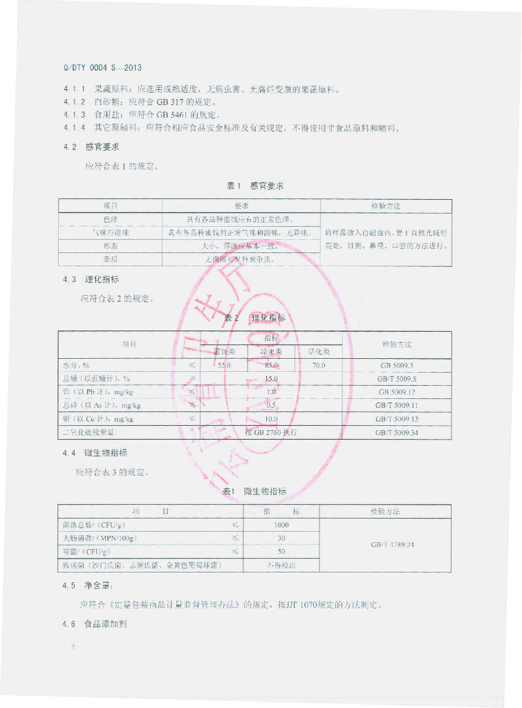 Q/DTY 0004S-2013 标准预览