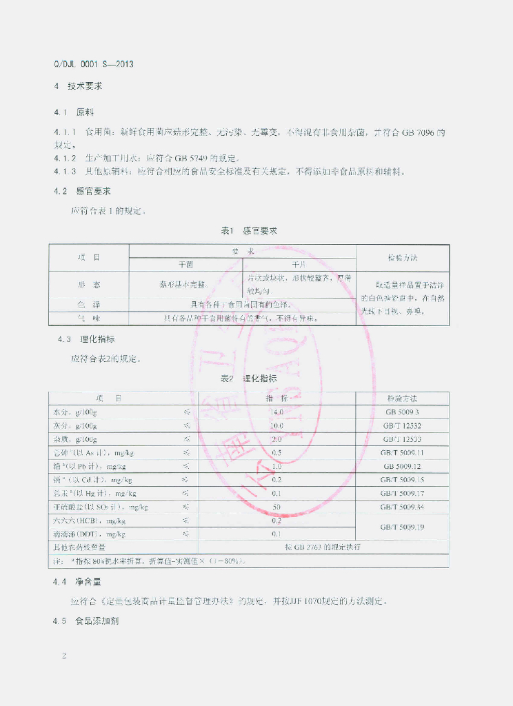Q/DJL 0001S-2013 标准预览