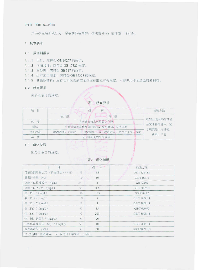 Q/LCL 0001S-2013 标准预览