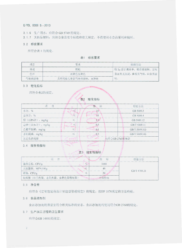 Q/YDL 0006S-2013 标准预览