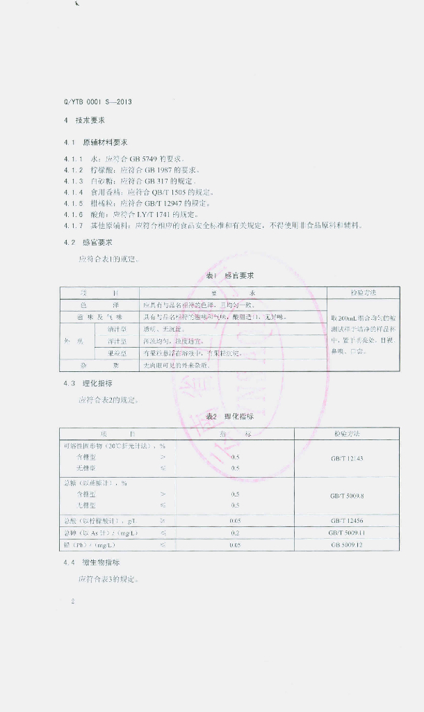 Q/YTB 0001S-2013 标准预览
