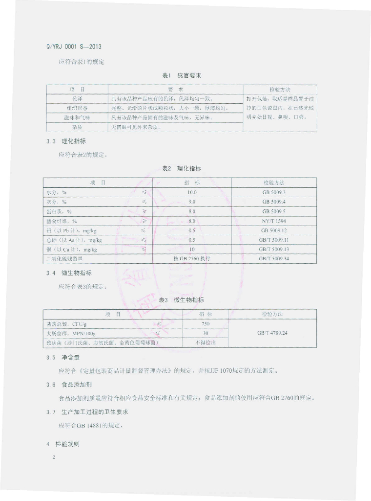 Q/YRJ 0001S-2013 标准预览