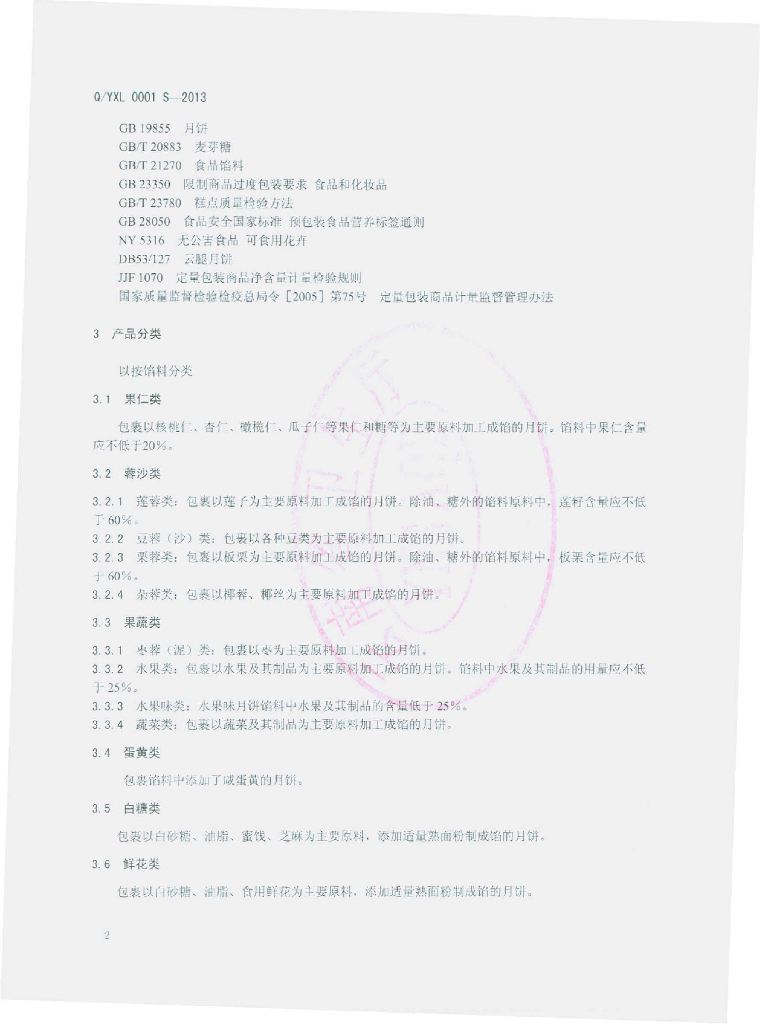 Q/YLX 0001S-2013 标准预览
