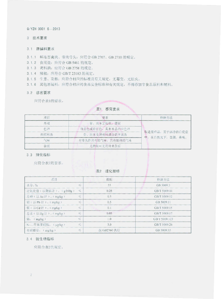 Q/YZH 0001S-2013 标准预览