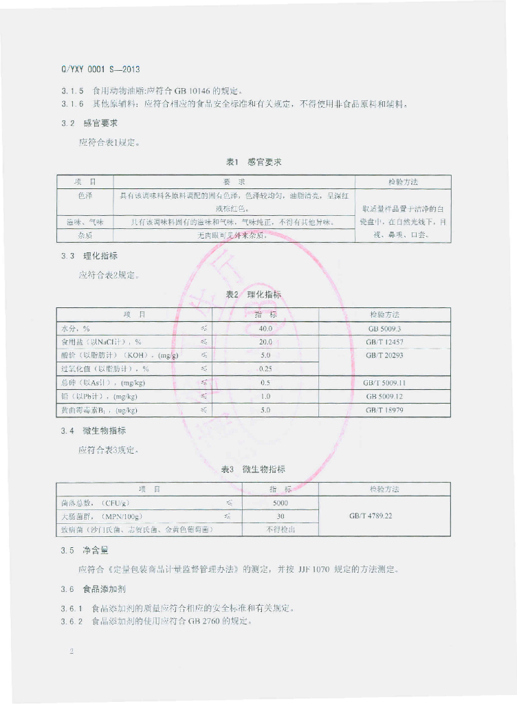 Q/YXY 0001S-2013 标准预览