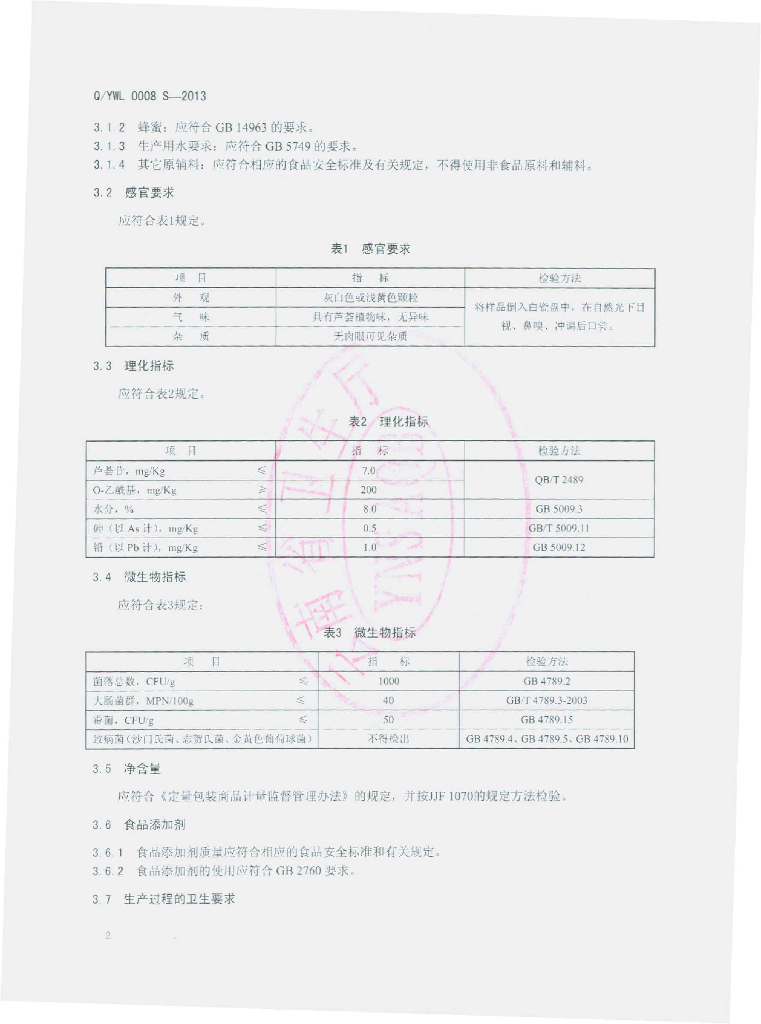 Q/YWL 0008S-2013 标准预览