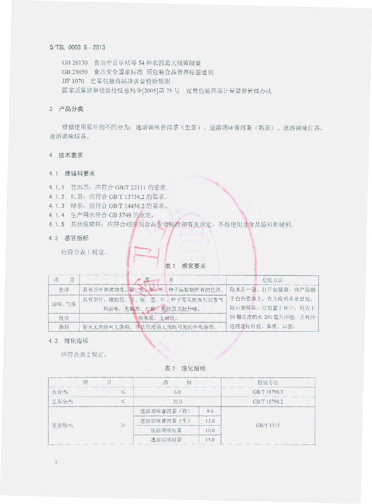 Q/TSL 0003S-2013 标准预览
