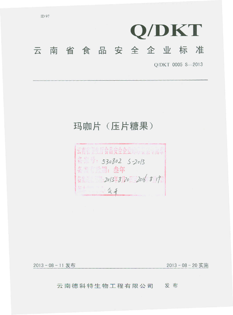 Q/DKT 0005S-2013 标准预览