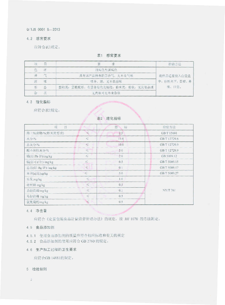 Q/TJS 0001S-2013 标准预览