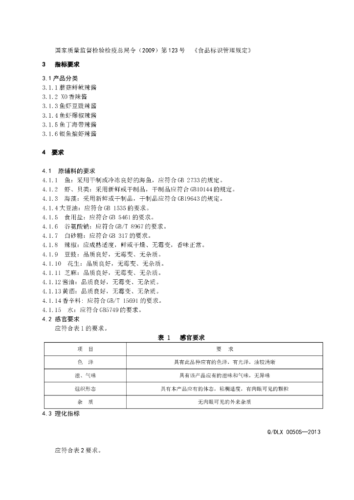 Q/DLX 0050S-2013 标准预览