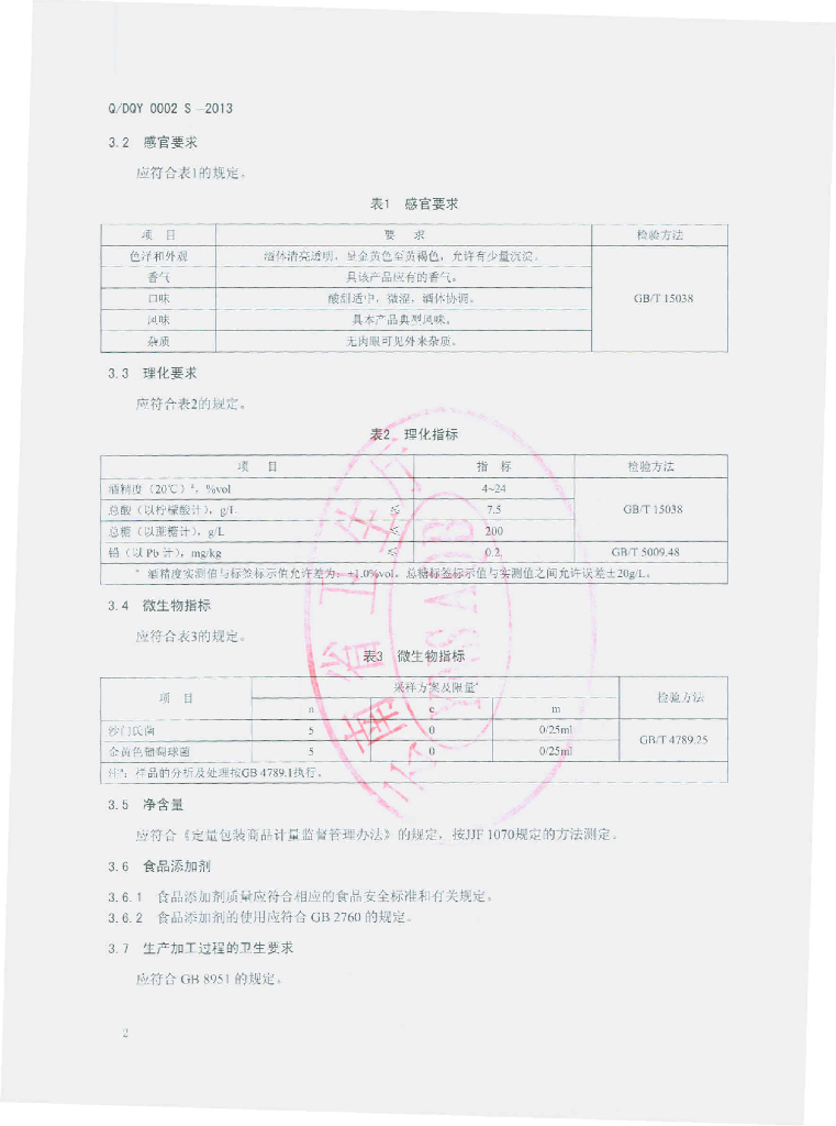 Q/DQY 0002S-2013 标准预览