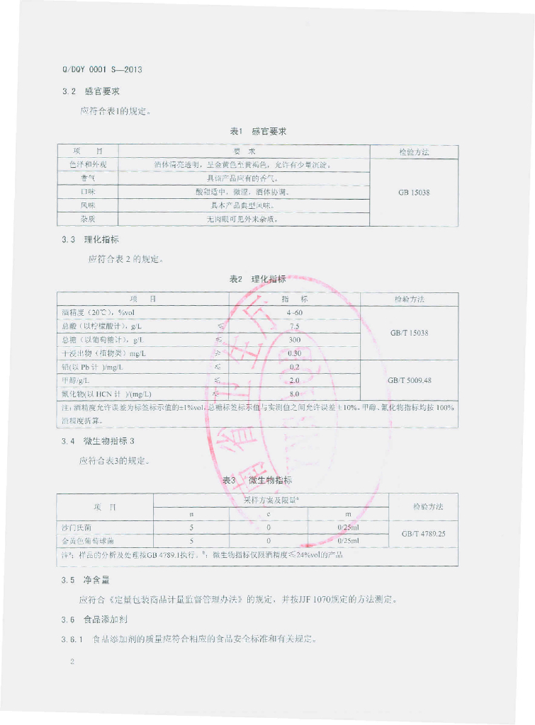 Q/DQY 0001S-2013 标准预览