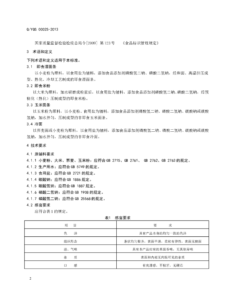 Q/YQS 0002S-2013 标准预览