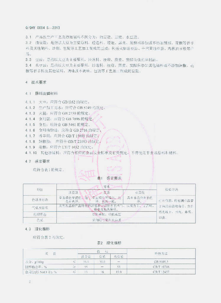 Q/QHY 0004S-2013 标准预览