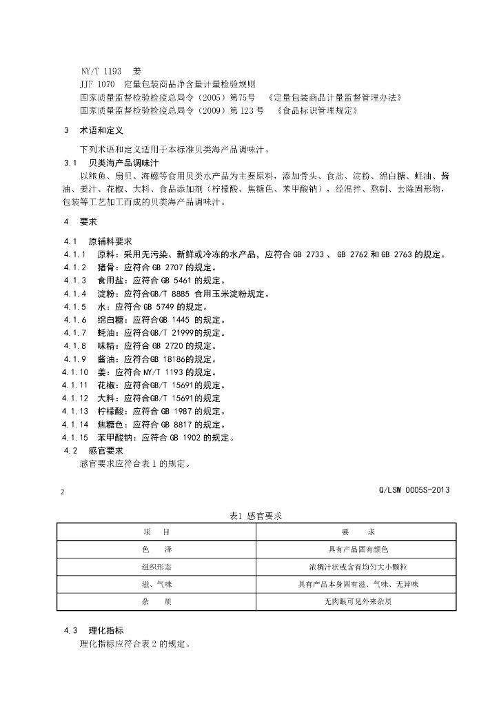 Q/LSW 0005S-2013 标准预览