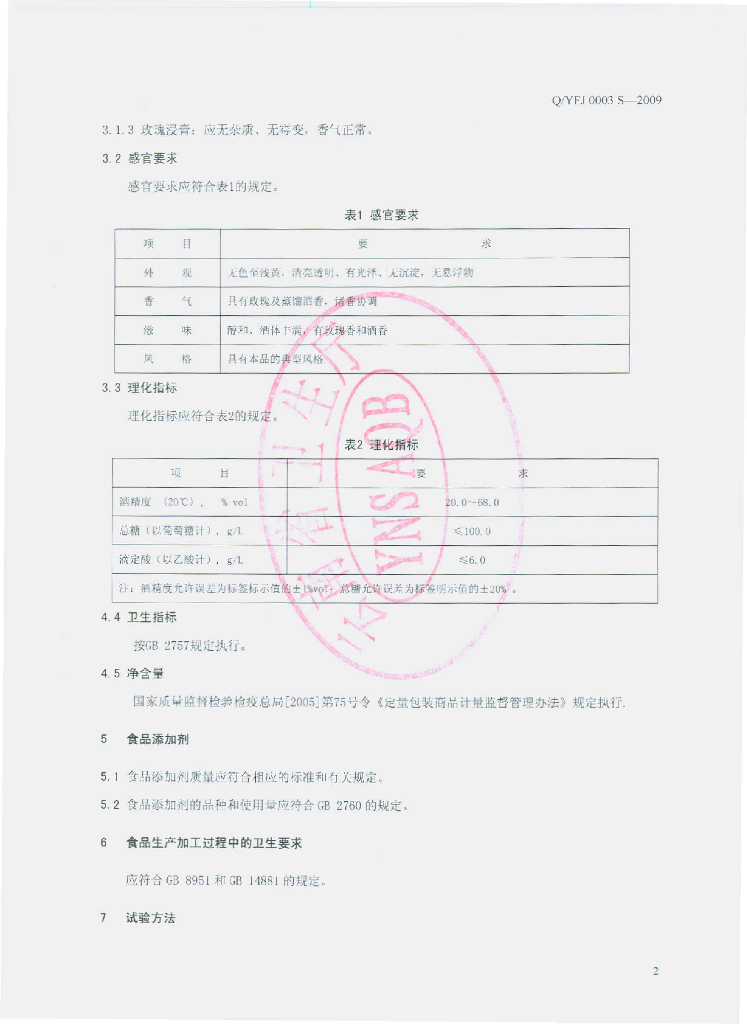Q/YFJ 0003S-2009 标准预览
