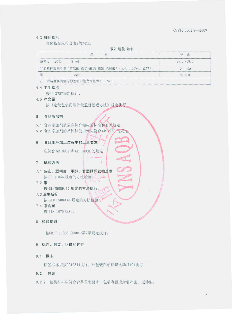 Q/YFJ 0002S-2009 标准预览