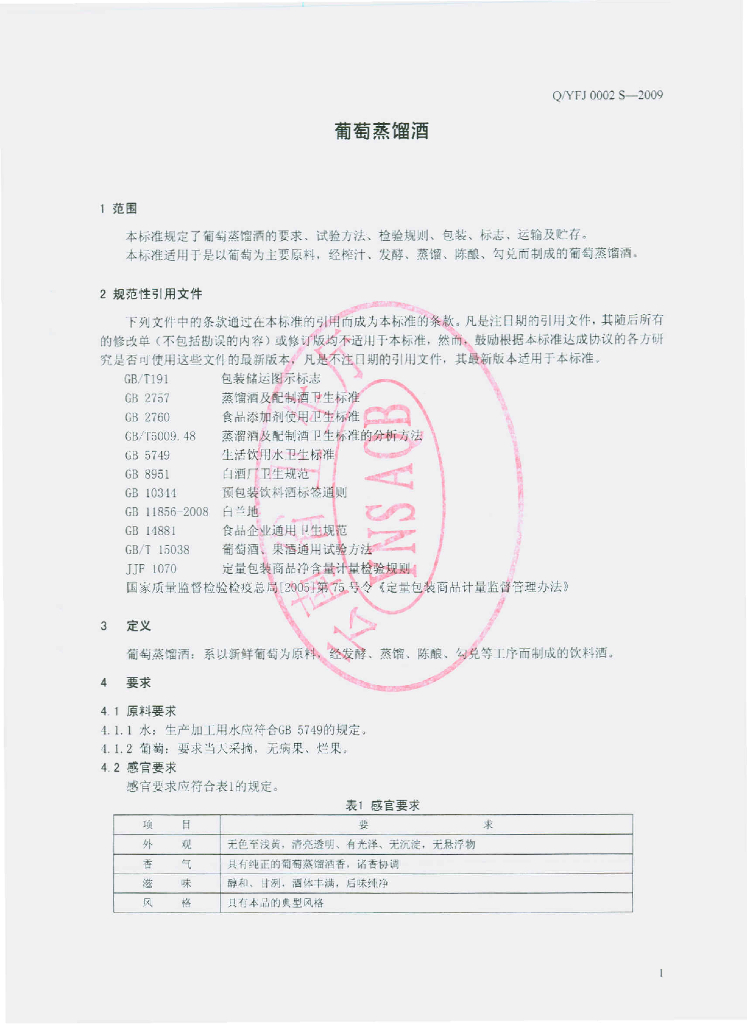 Q/YFJ 0002S-2009 标准预览