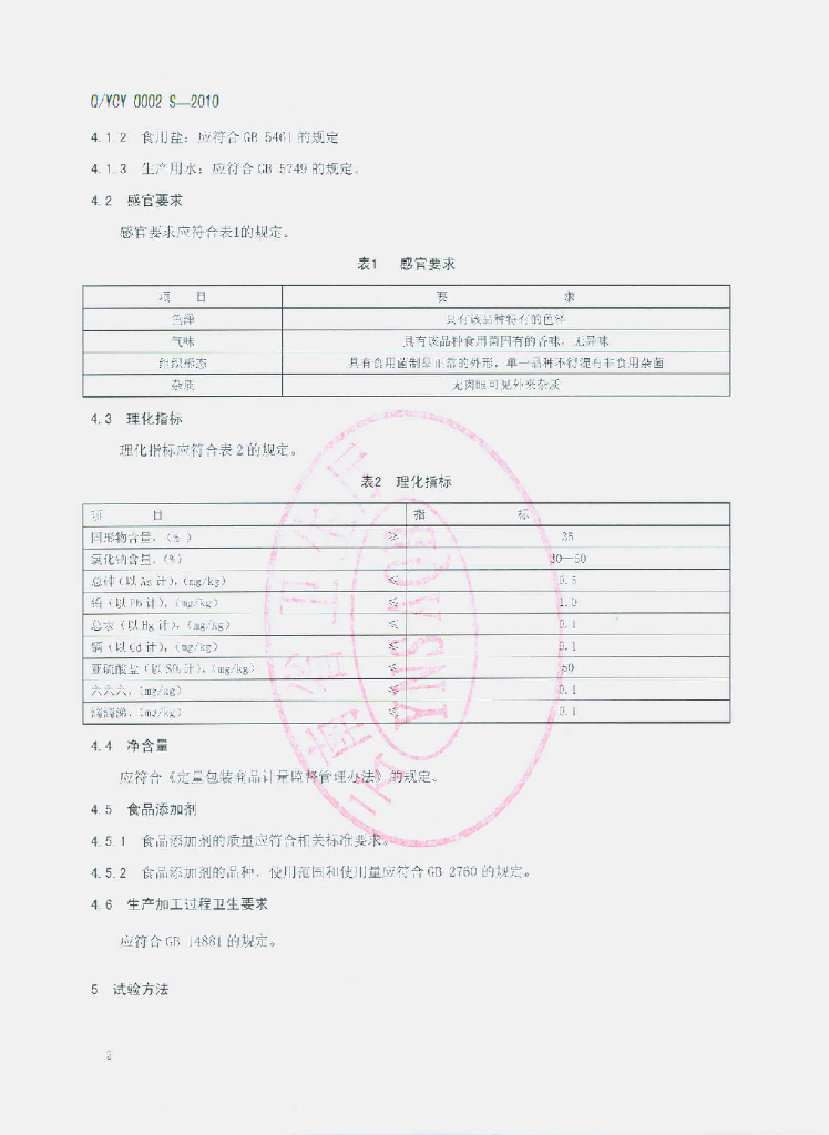 Q/YCY 0002S-2010 标准预览